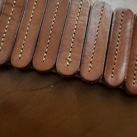 Anthropologie Brown Leather Panel Stretch Corset Belt - designed by Kat Santiago - Picture 10 of 12